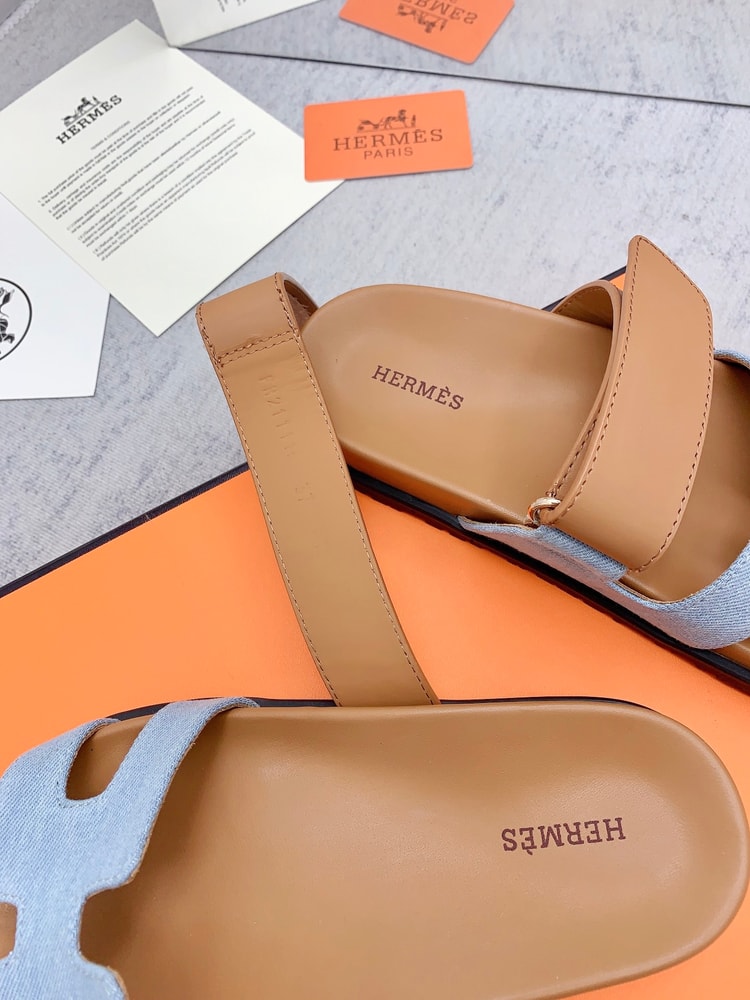 Hermes Chypre Sandal Brown/Blue For Men