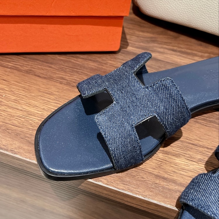 Hermes Oran Sandal Navy Blue For Women