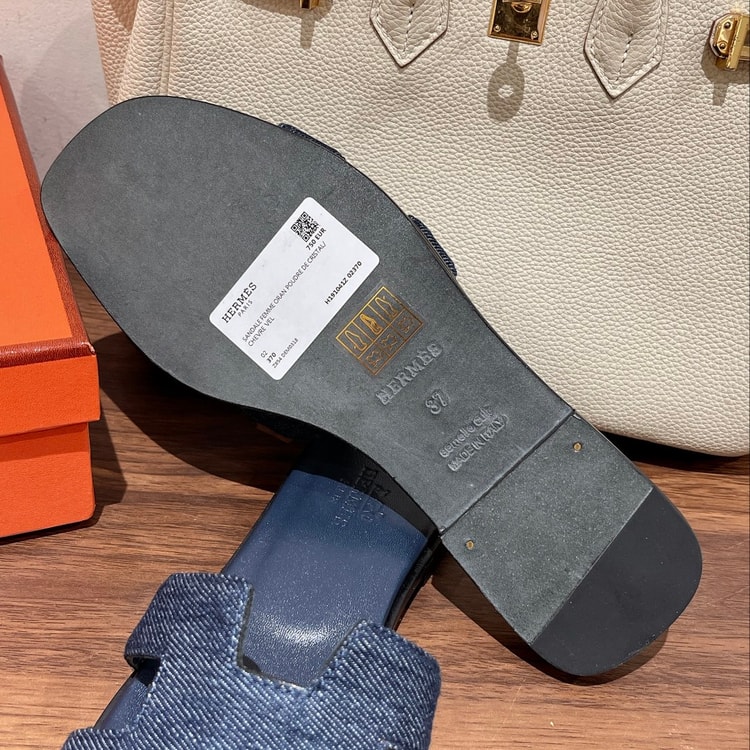 Hermes Oran Sandal Navy Blue For Women