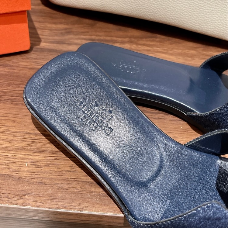 Hermes Oran Sandal Navy Blue For Women