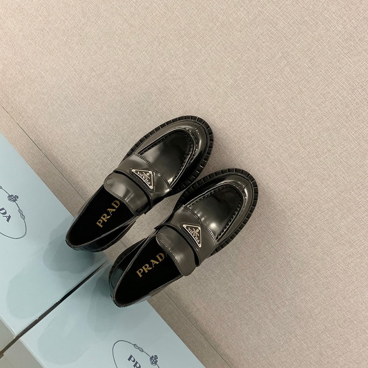 Prada Chocolate Patent Loafers Black For Women 1.9 in/ 5cm 1D246M_JHR_F0002_F_B050