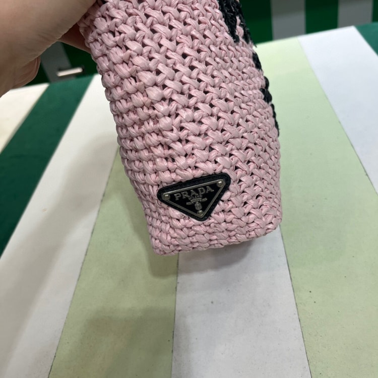 [True-to-ORIGINAL] Prada Small Raffia Tote Bag In Pink For Women 9.4 in/24cm 1BG422_2A2T_F0E18_V_OOL