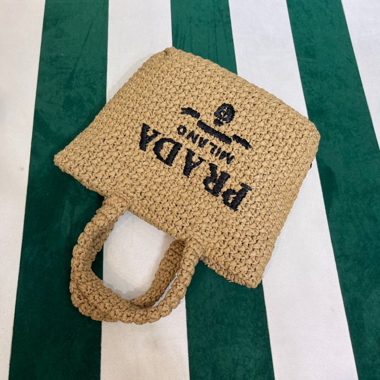 [True-to-ORIGINAL] Prada Small Raffia Tote Bag In Beige For Women 9.4 in/24cm 1BG422_2A2T_F0018_V_OOL