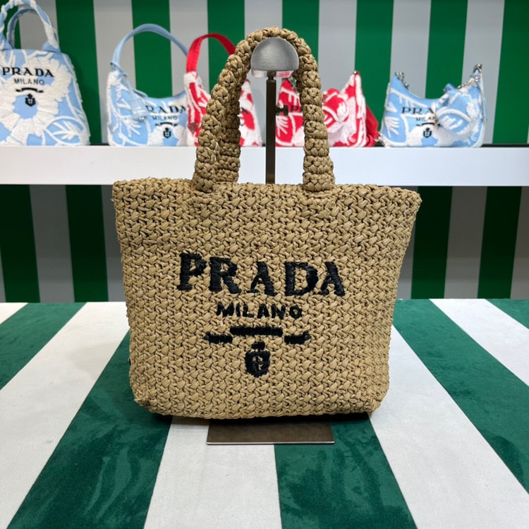 [True-to-ORIGINAL] Prada Small Raffia Tote Bag In Beige For Women 9.4 in/24cm 1BG422_2A2T_F0018_V_OOL