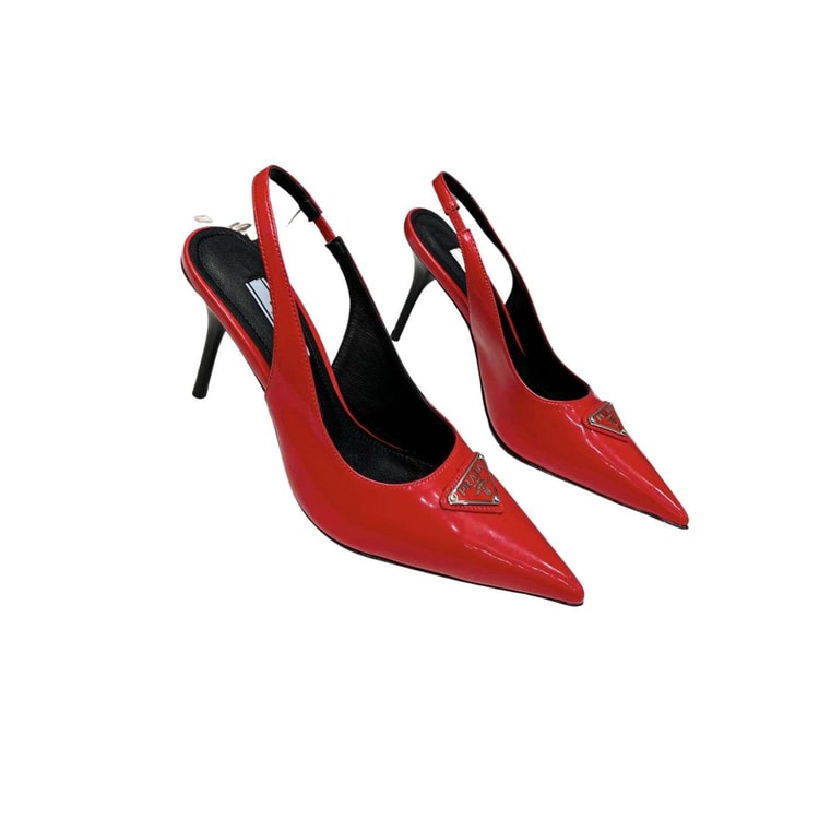 Prada Brushed Sling Pumps Red For Women