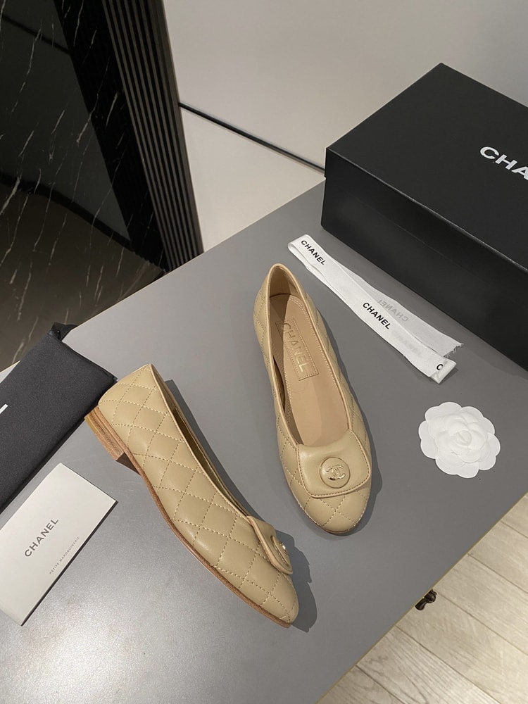 Chanel Ballet Flats Beige For Women