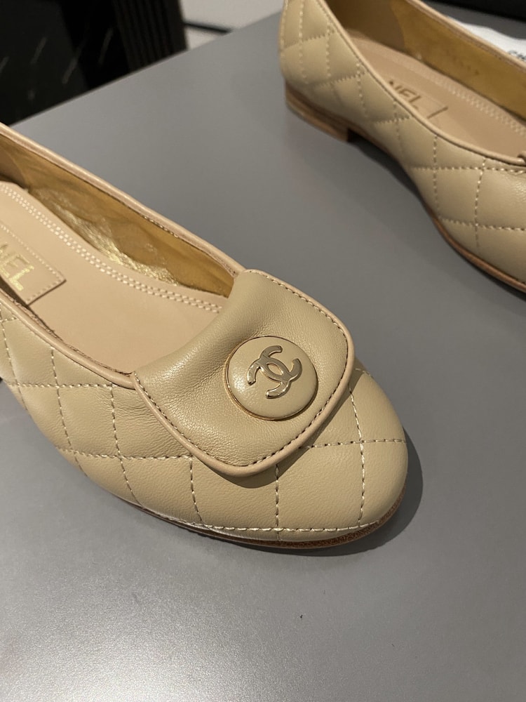 Chanel Ballet Flats Beige For Women