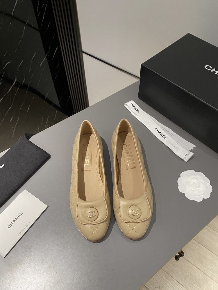 Chanel Ballet Flats Beige For Women