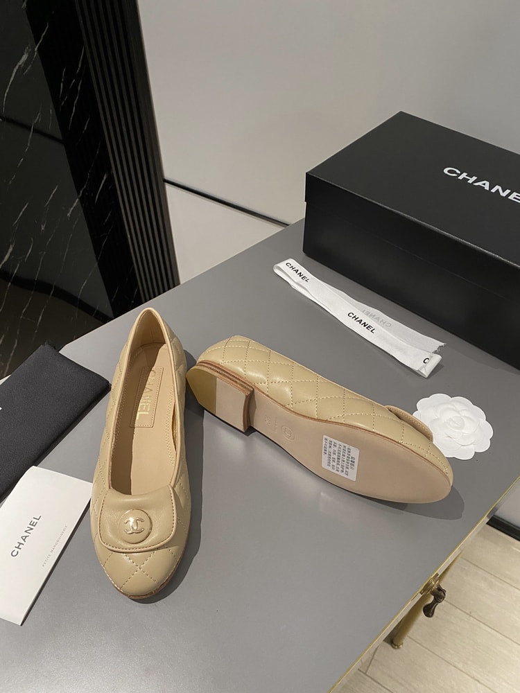 Chanel Ballet Flats Beige For Women