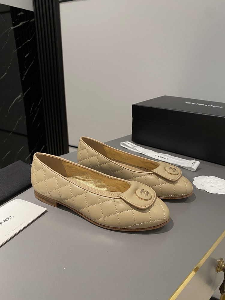 Chanel Ballet Flats Beige For Women