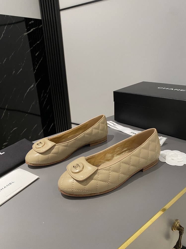 Chanel Ballet Flats Beige For Women