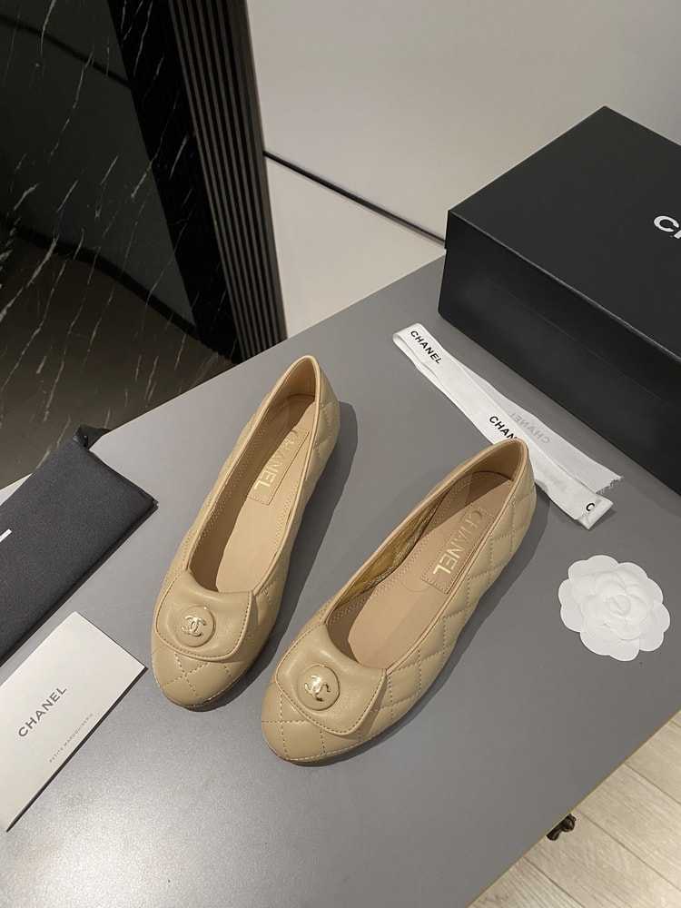 Chanel Ballet Flats Beige For Women