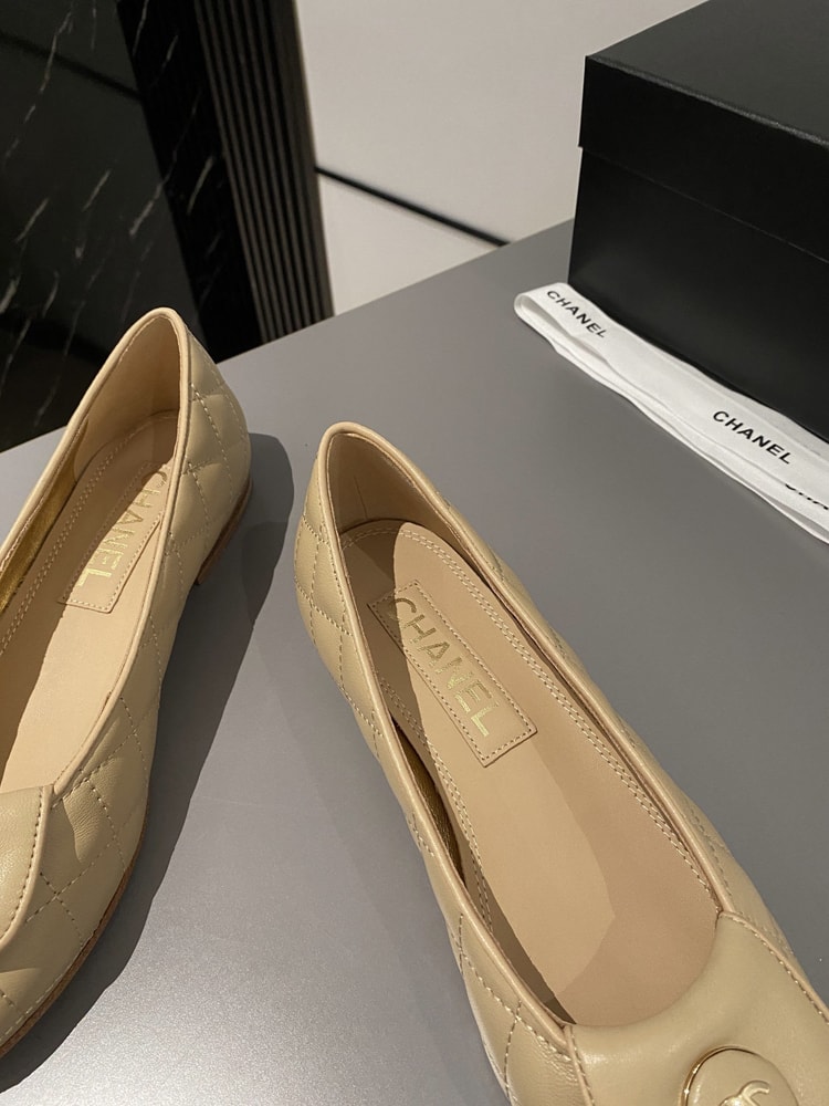 Chanel Ballet Flats Beige For Women