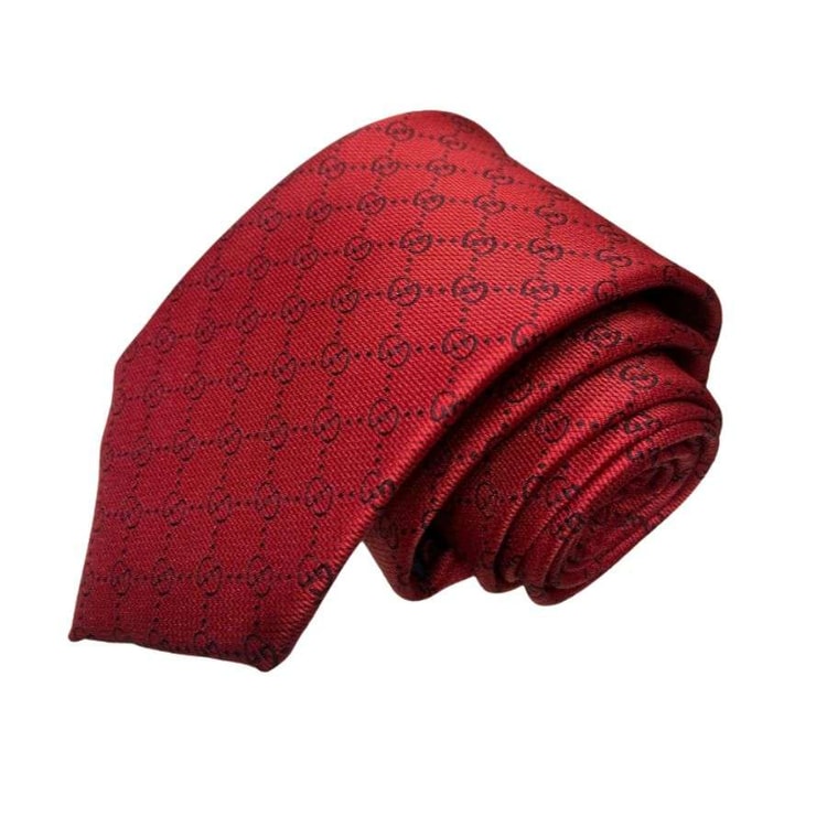 Gucci Pattern Silk Tie Red For Men