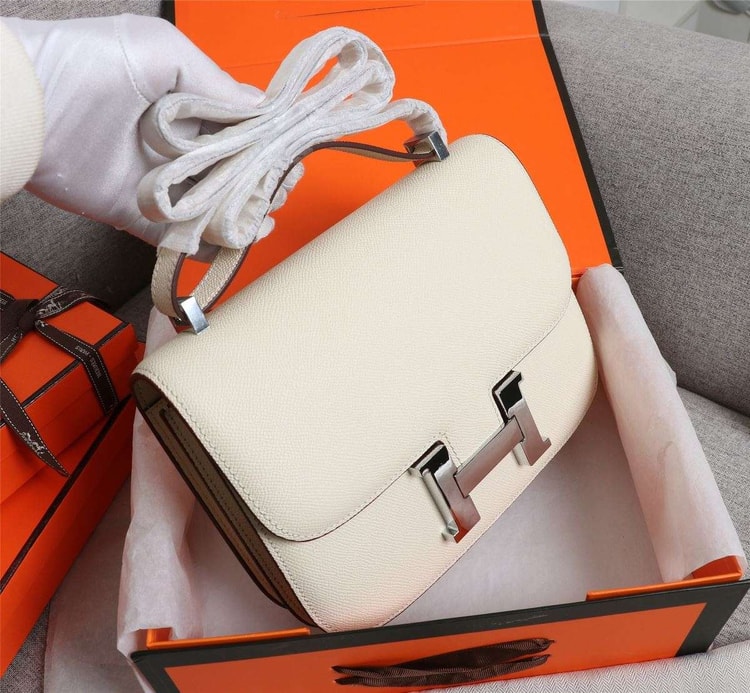 Hermes Constance Handbag White For Women 22cm/8.7in