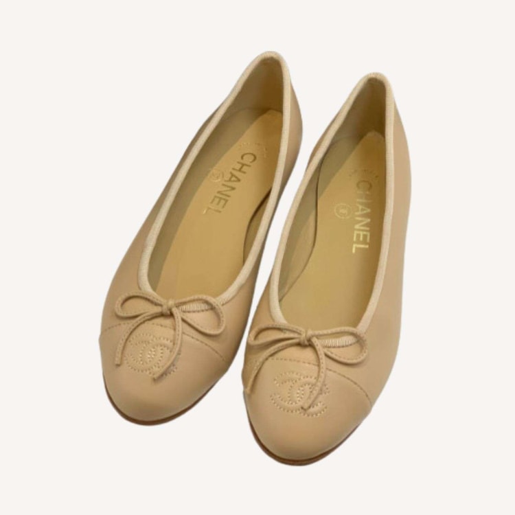 Chanel Ballet Flats Cream For Women