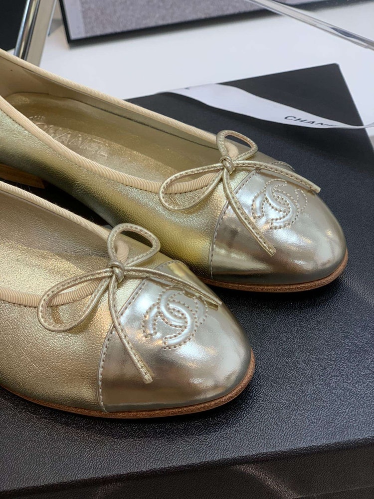 Chanel Ballet Flats Gold For Women