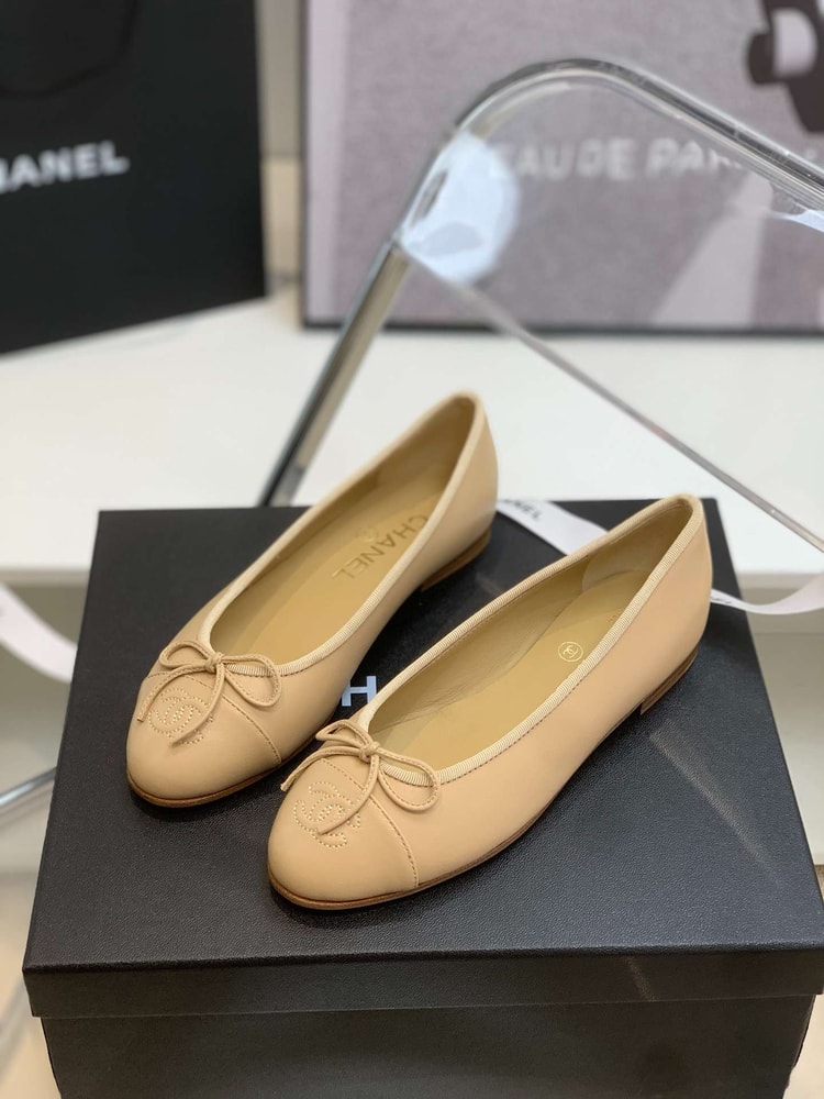 Chanel Ballet Flats Cream For Women