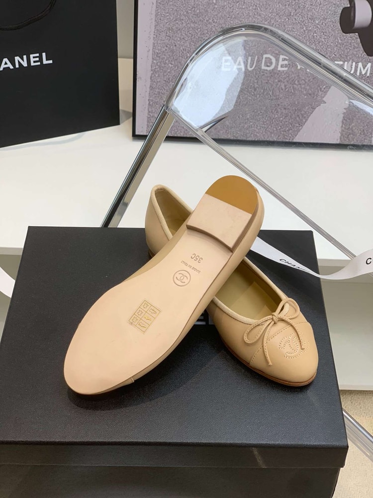 Chanel Ballet Flats Cream For Women