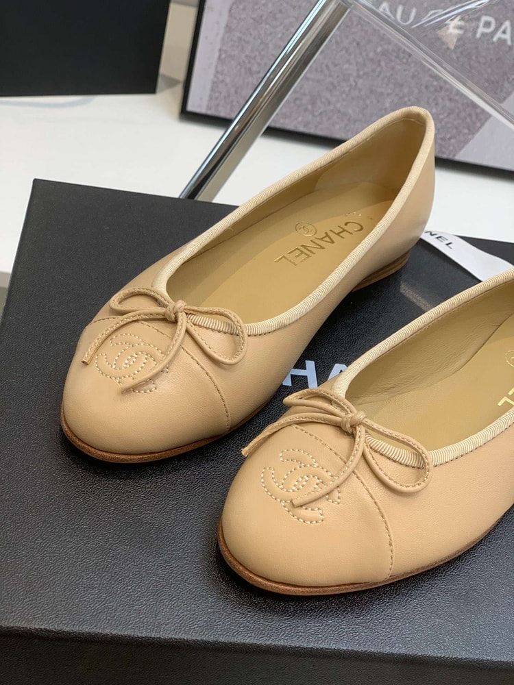 Chanel Ballet Flats Cream For Women