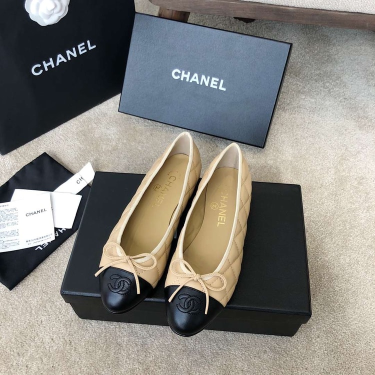 Chanel Ballet Flats Beige For Women
