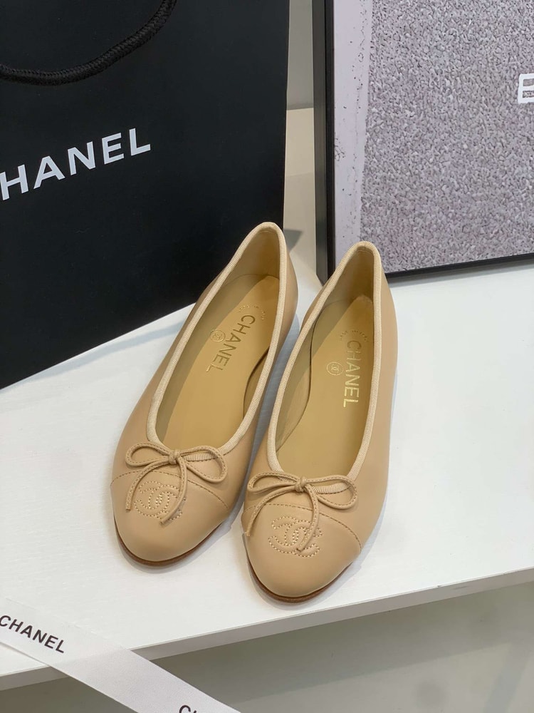 Chanel Ballet Flats Cream For Women