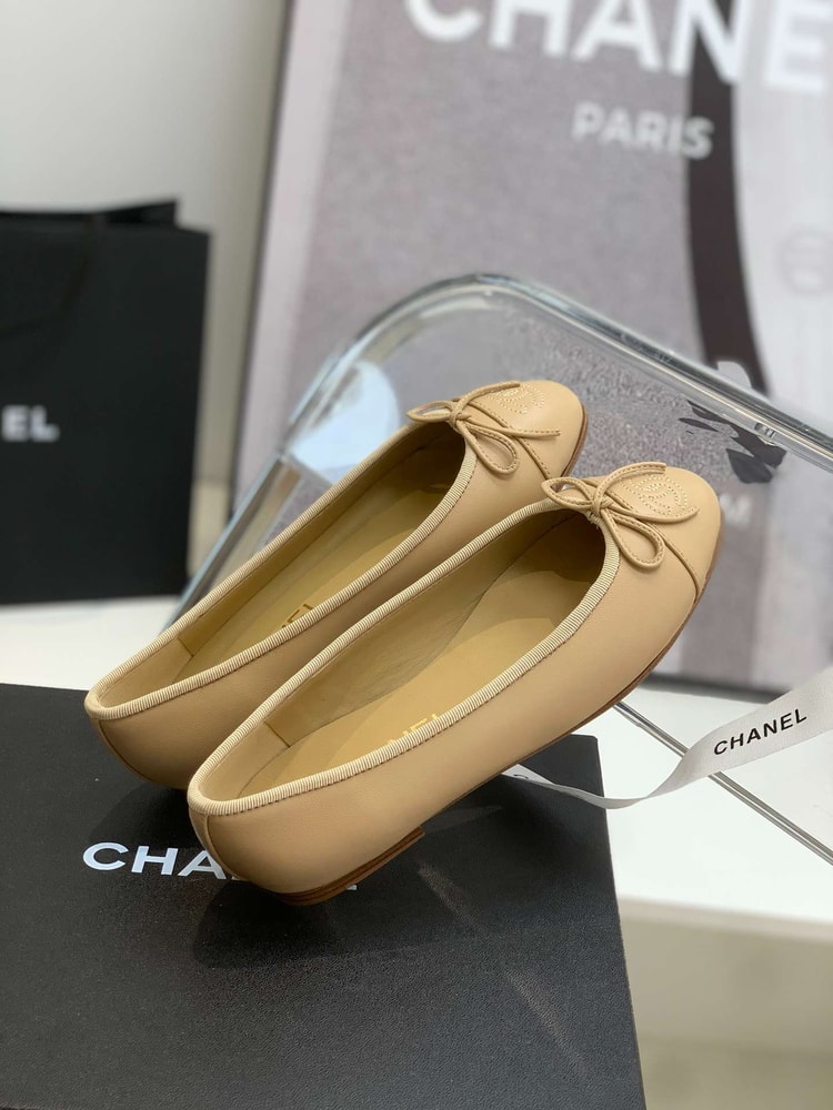 Chanel Ballet Flats Cream For Women