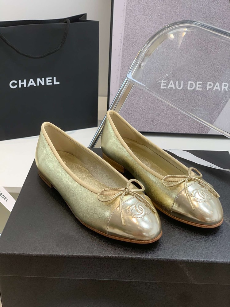 Chanel Ballet Flats Gold For Women