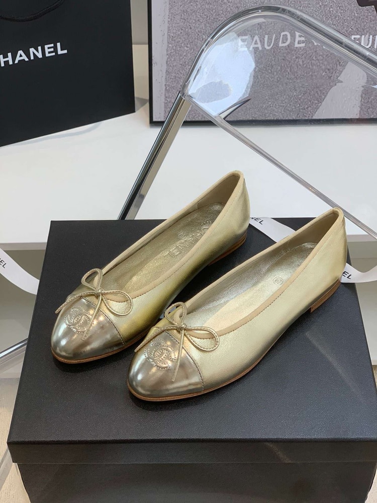 Chanel Ballet Flats Gold For Women