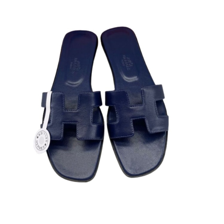 Hermes Oran Sandal Dark Blue For Women