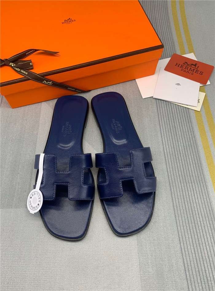 Hermes Oran Sandal Dark Blue For Women