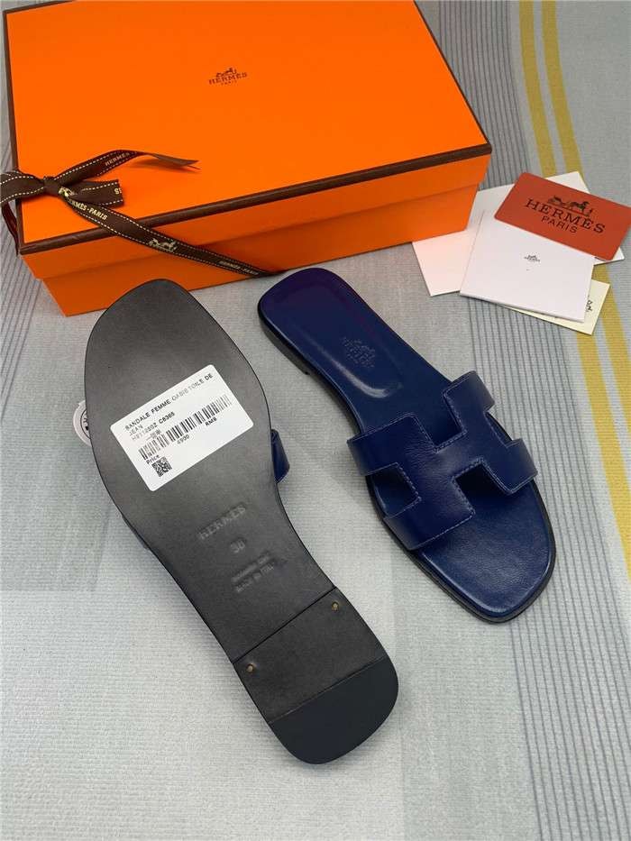 Hermes Oran Sandal Dark Blue For Women