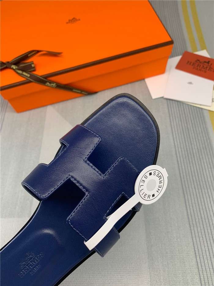 Hermes Oran Sandal Dark Blue For Women