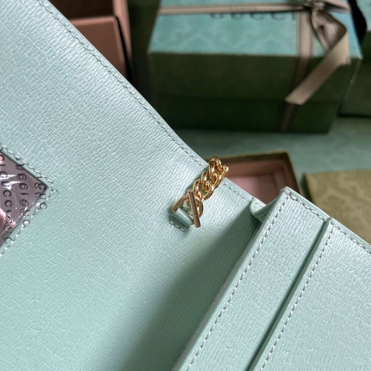 Gucci Chain Wallet With Script Light Green For Women 20cm / 7.8in 772643 0OP0N 3401