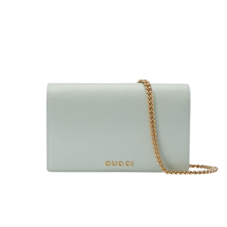 Gucci Chain Wallet With Script Light Green For Women 20cm / 7.8in 772643 0OP0N 3401