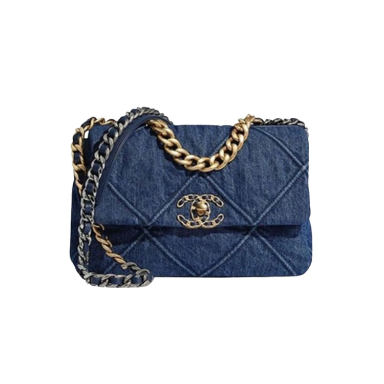Chanel 19 Handbag Denim Blue For Women 10.1in/26cm AS1160 B02876 N6832