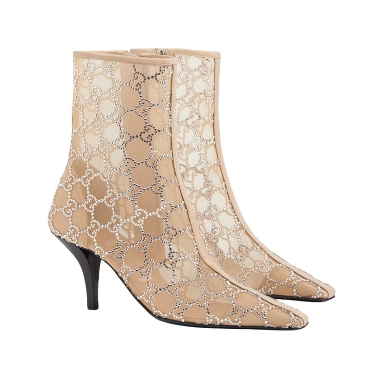 Gucci GG Mid-Heel Boot Rose Beige For Women- ‎750228 F13B0 9941