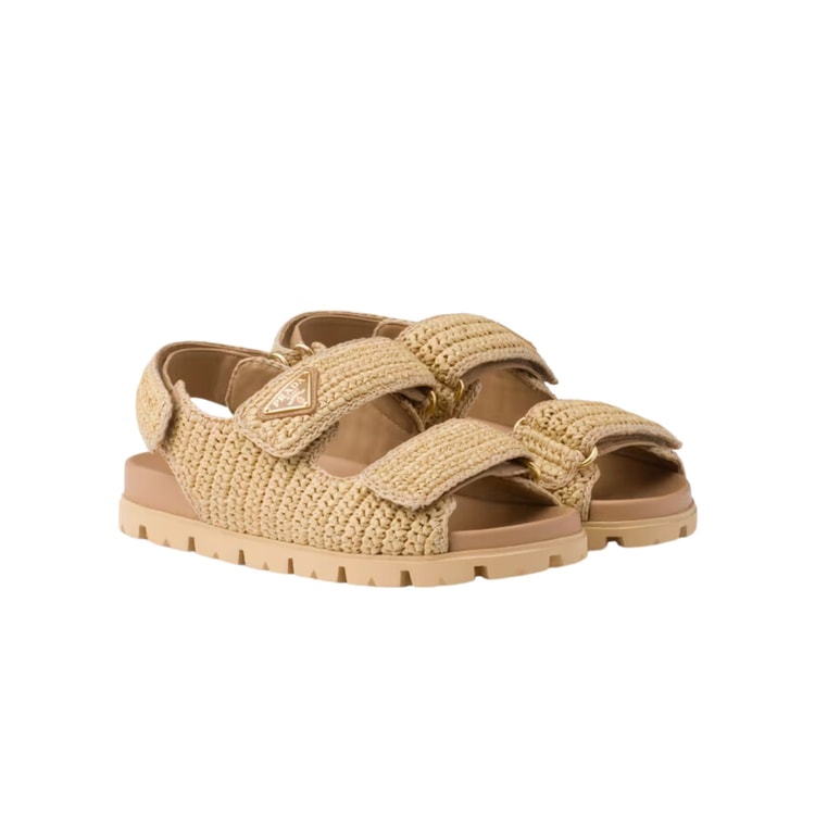 Prada Crochet Sandals Beige For Women 1X440N_2C2T_F0018_F_020