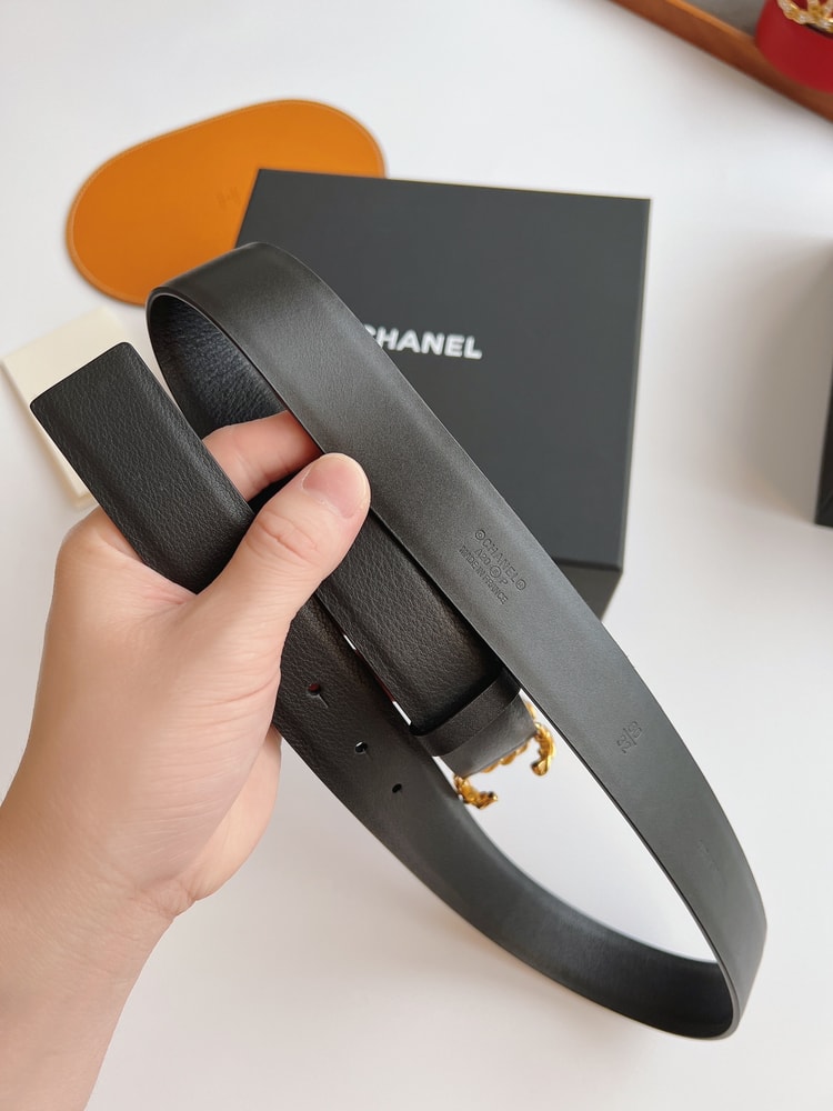 Chanel Twinkle Stone Chain CC Buckle Belt Black For Women