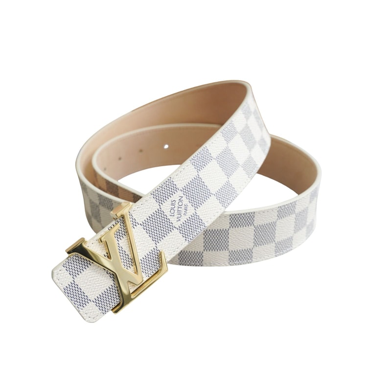 Louis Vuitton LV Initiales Damier Azur Canvas Belt Grey For Women M9609U