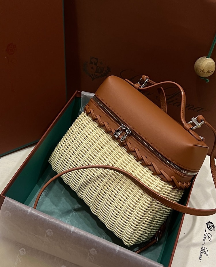 [True-to-ORIGINAL]Loro Piana Extra Pocket L19 North-South Wicker Malt/deep Kummel Bag For Women 6.9 in/17.5 cm FAN5321 B3PK