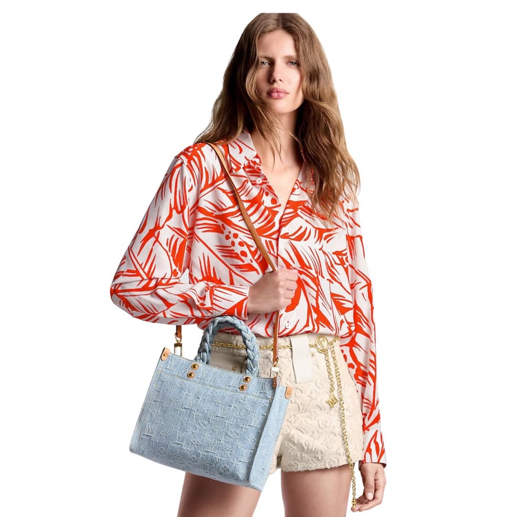 Louis Vuitton Let Go PM Denim Handbag Blue For Women 11in/28cm M24897