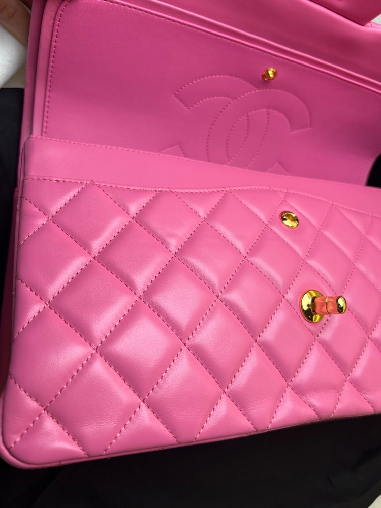 [True-to-ORIGINAL] Chanel Large Classic Handbag Gold Hardware Pink For Women 30cm/11.8in