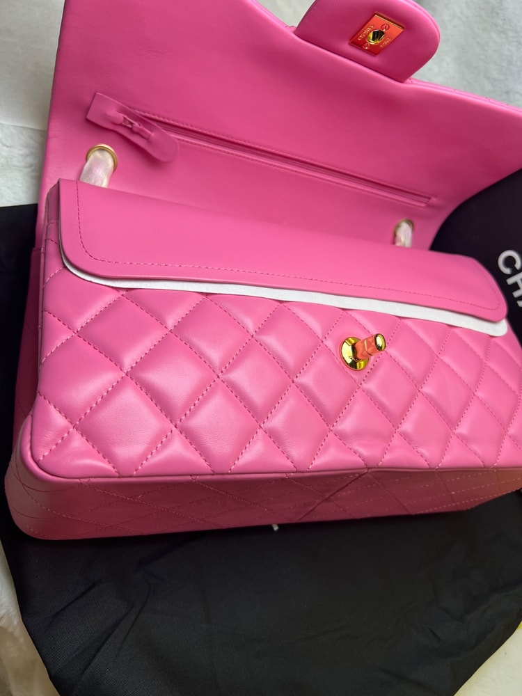 [True-to-ORIGINAL] Chanel Large Classic Handbag Gold Hardware Pink For Women 30cm/11.8in