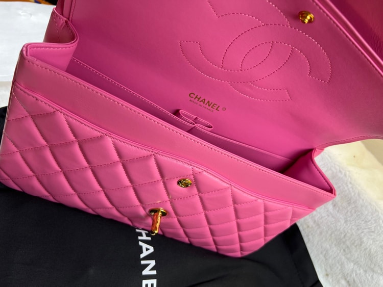 [True-to-ORIGINAL] Chanel Large Classic Handbag Gold Hardware Pink For Women 30cm/11.8in