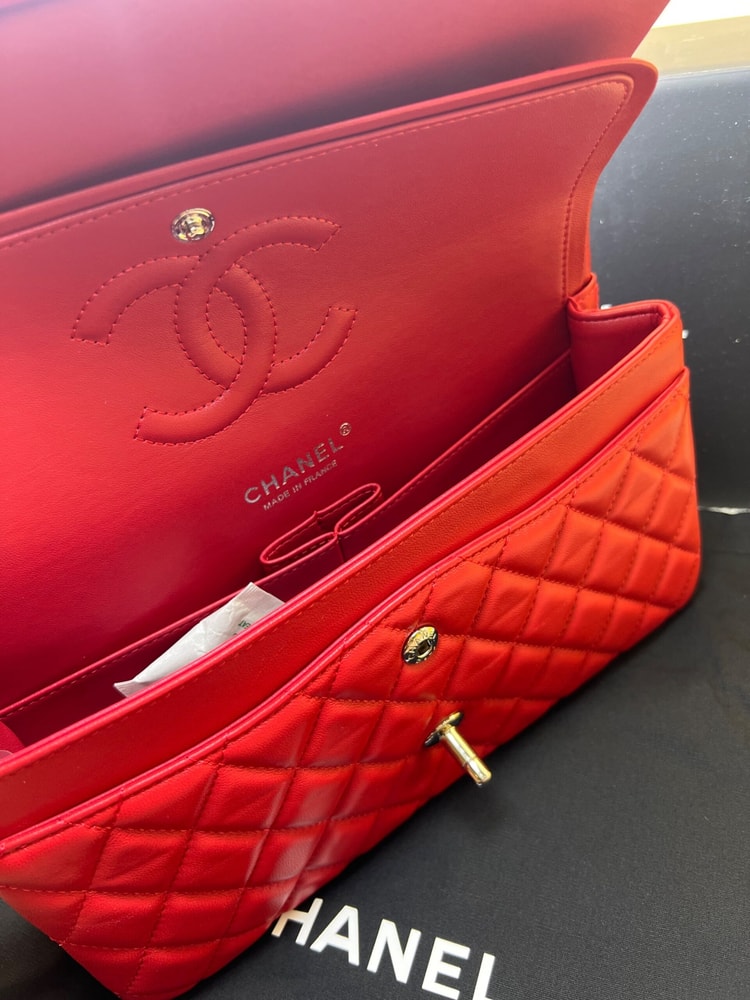 [True-to-ORIGINAL] Chanel Classic Hand Bag Red For Women 9.9in/25.5cm