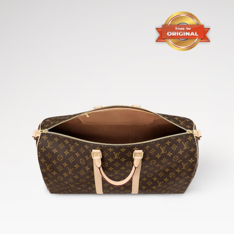 [True-to-ORIGINAL] Louis Vuitton Keepall Bandoulière 55 Bag Monogram Canvas Brown For Women 55cm/21.7in M41414