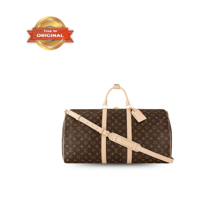 [True-to-ORIGINAL] Louis Vuitton Keepall Bandoulière 55 Bag Monogram Canvas Brown For Women 55cm/21.7in M41414