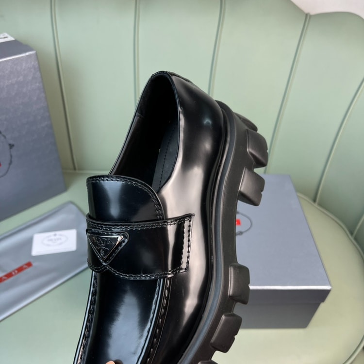 Prada Monolith Brushed Loafers Black, Men’s Shoes 2.4in/60mm