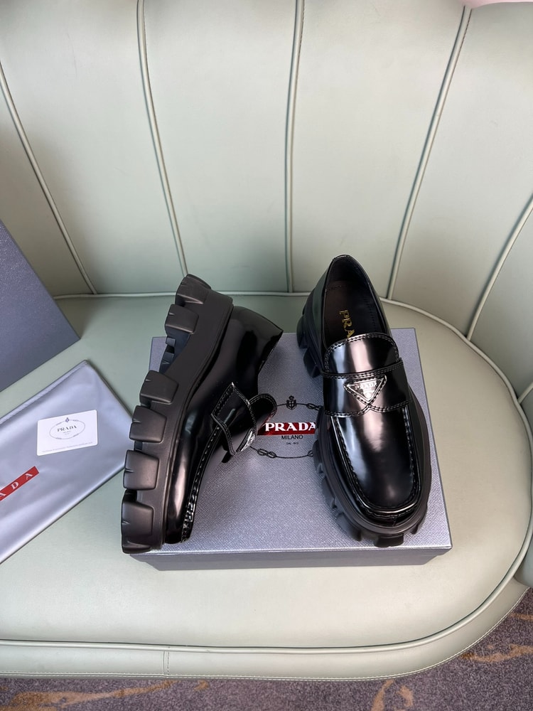 Prada Monolith Brushed Loafers Black, Men’s Shoes 2.4in/60mm